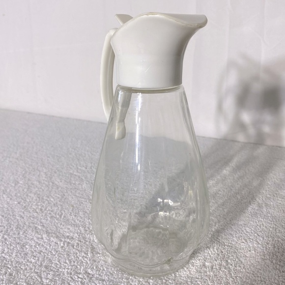Vintage Log Cabin Clear Glass Plastic Spout Syrup Dispenser - Picture 12 of 12